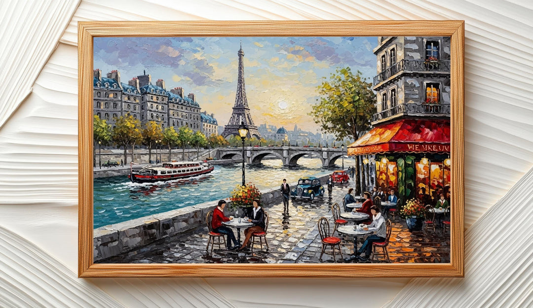 romantic paris landmark artwork with amber hues