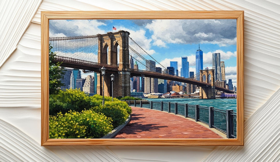Premium canvas wall art of Brooklyn Bridge and Manhattan skyline