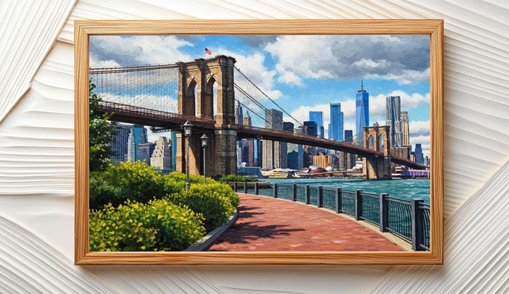 Premium canvas wall art of Brooklyn Bridge and Manhattan skyline