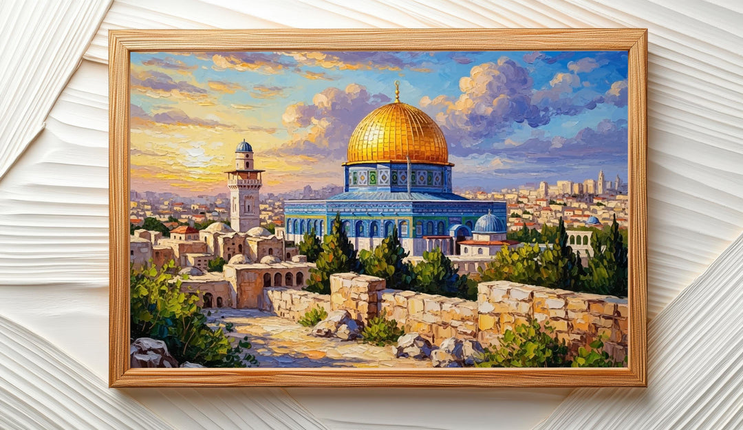 Warm-toned Dome of the Rock artwork for living spaces