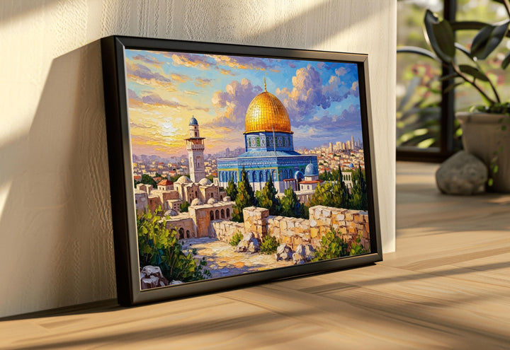 Dome of the Rock scene on canvas – vibrant colors and depth