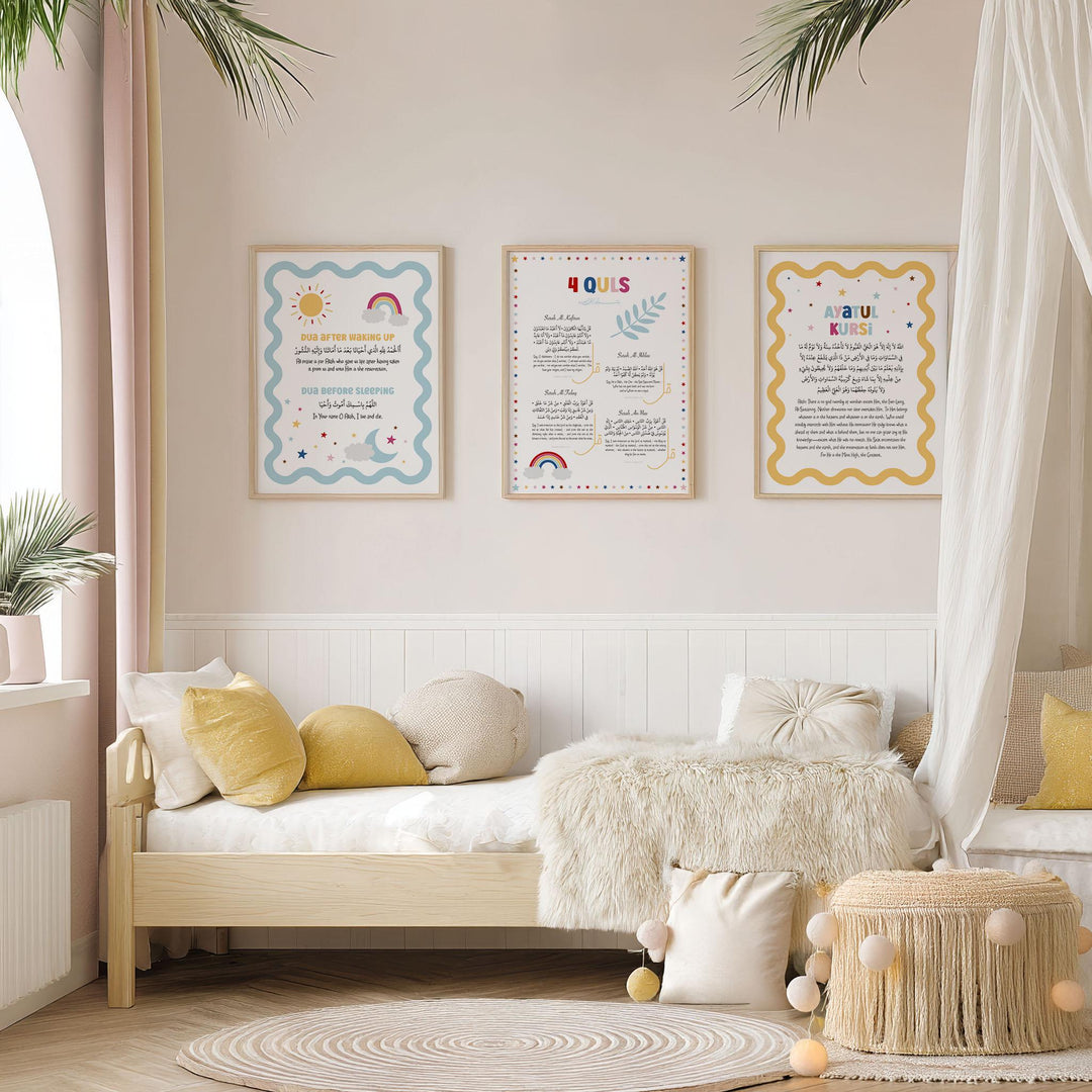 Colorful 4 Quls wall art poster for children&