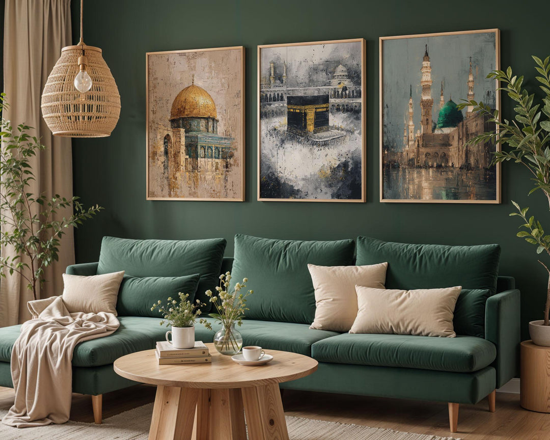 Jerusalem panel highlighting Dome of the Rock with geometric ornamentation