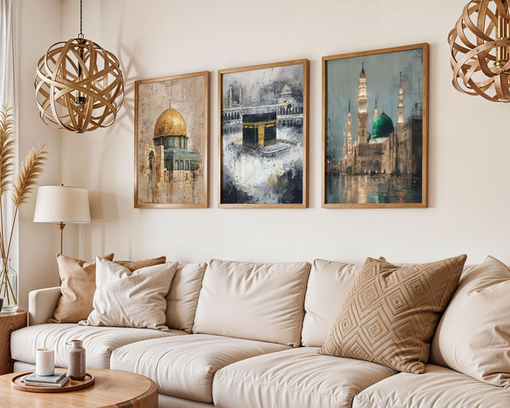 Three-piece wall art arranged as a cohesive triptych for gallery-style display