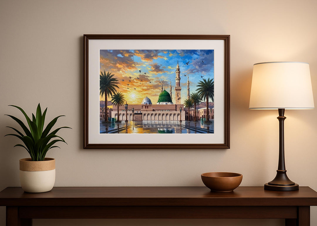 Islamic architectural wall art featuring Masjid an-Nabawi