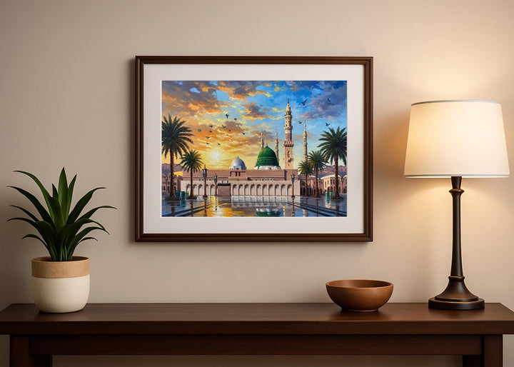 Islamic architectural wall art featuring Masjid an-Nabawi