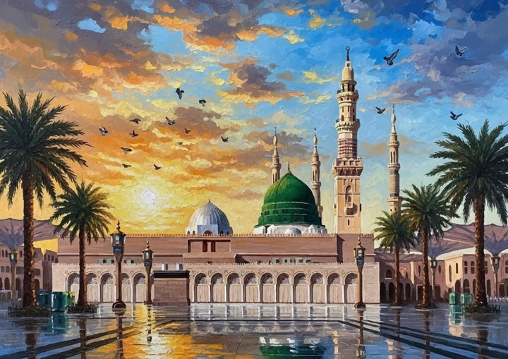Premium canvas wall art of Masjid an-Nabawi exterior