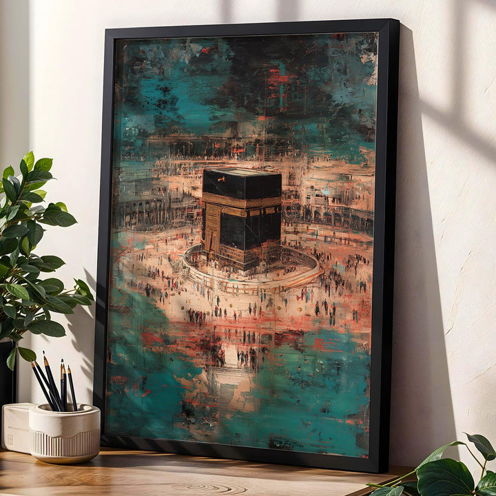 Kaaba abstract art print close-up with geometric design
