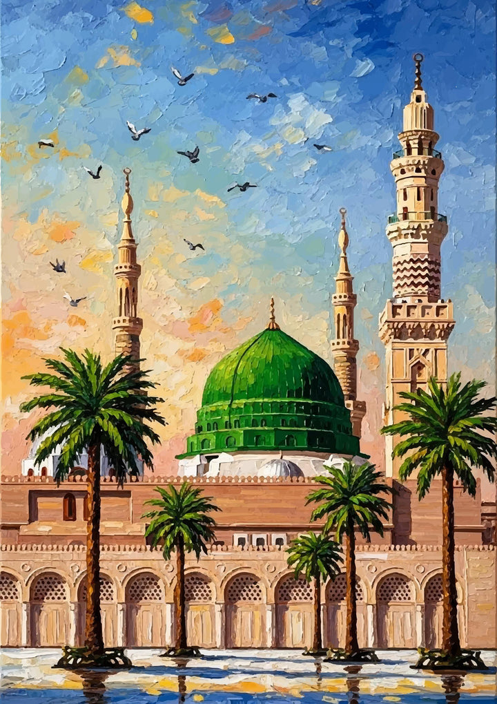 Single piece Masjid Nabawi wall art ready to hang