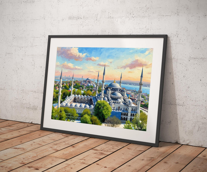 Turkish travel decor Blue Mosque mural style wall print