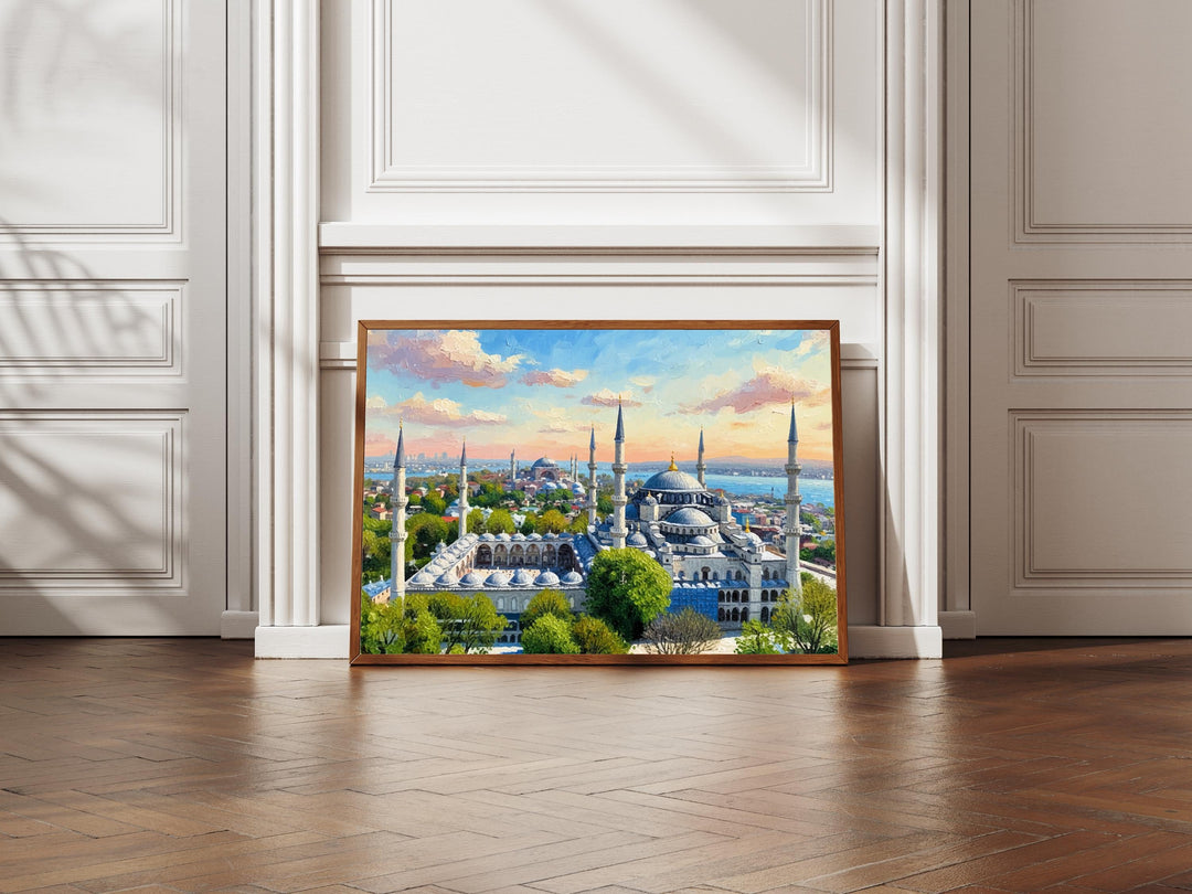 Istanbul skyline featuring the Blue Mosque in warm tones wall art