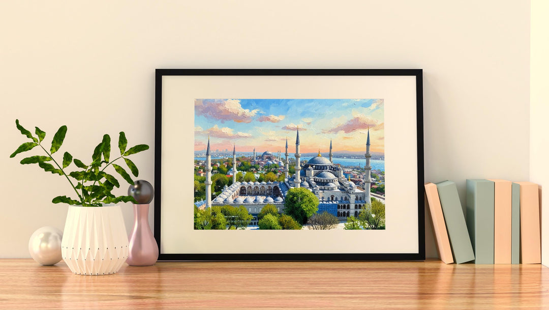 Blue Mosque wall art with rich blues for modern interiors