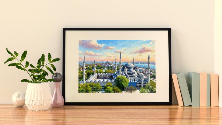 Blue Mosque wall art with rich blues for modern interiors