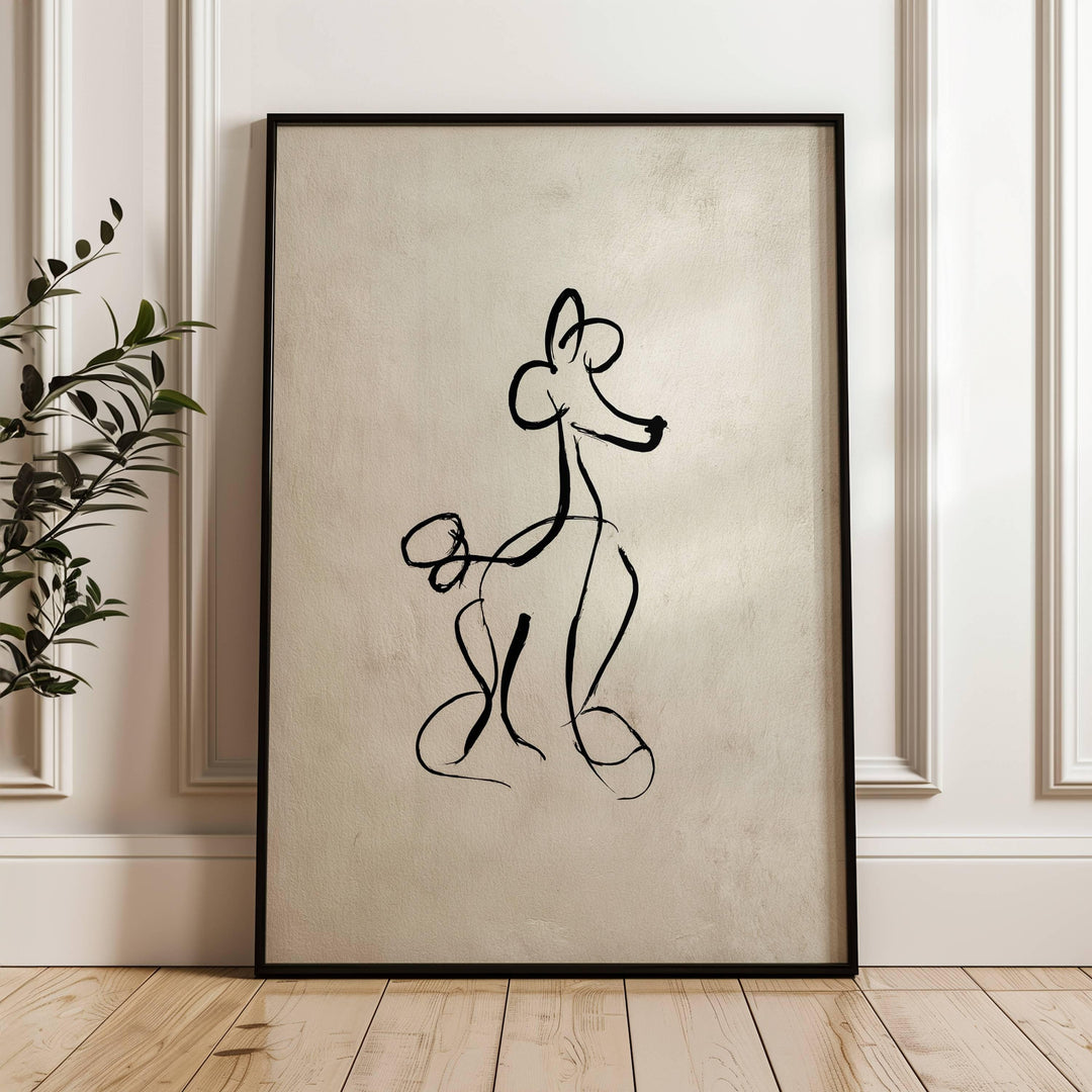 minimalist poodle line art wall decor