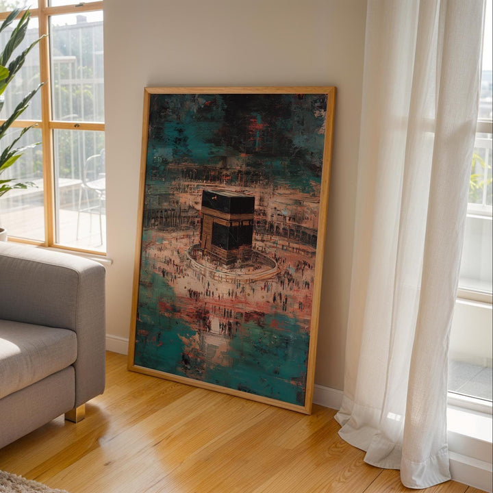 Minimalist Kaaba design print for bedroom wall