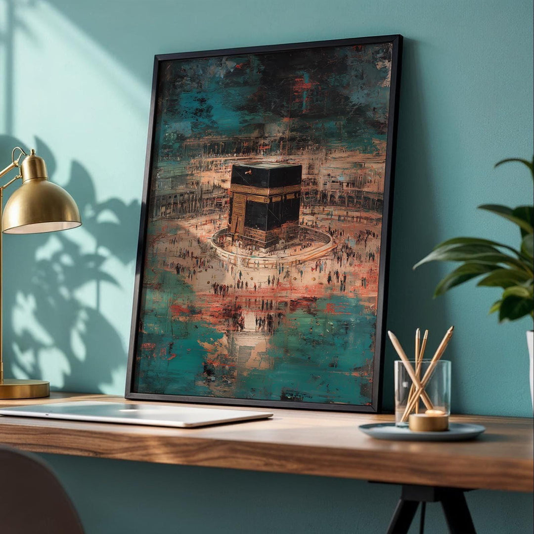 Premium wall art Kaaba-inspired abstract design print