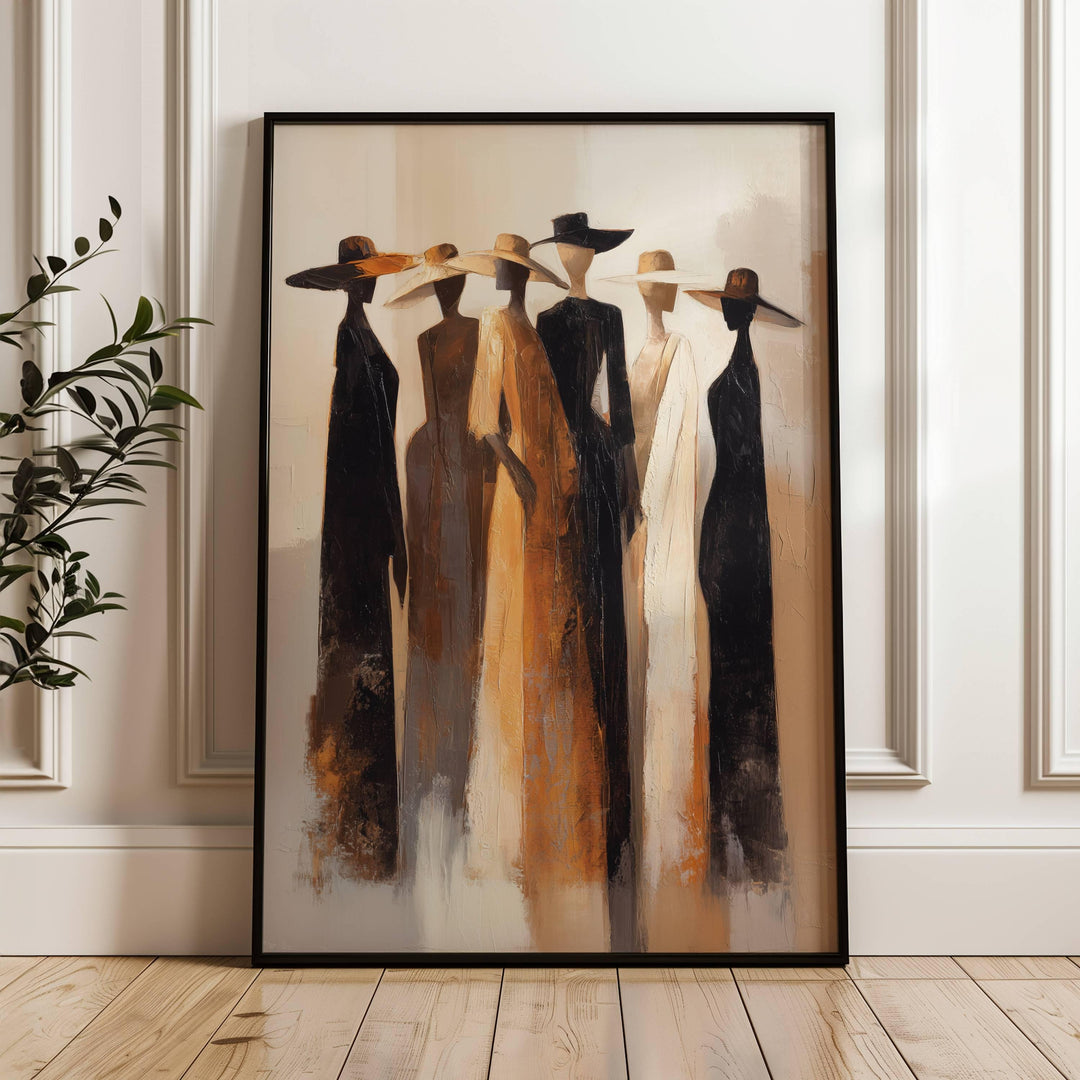 Abstract modern neutral African art print in earthy tones for living room decor