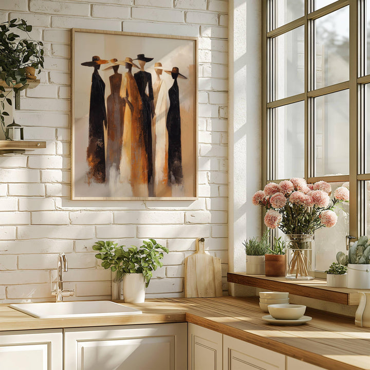 Afrocentric modern art wall print with layered composition for gallery wall