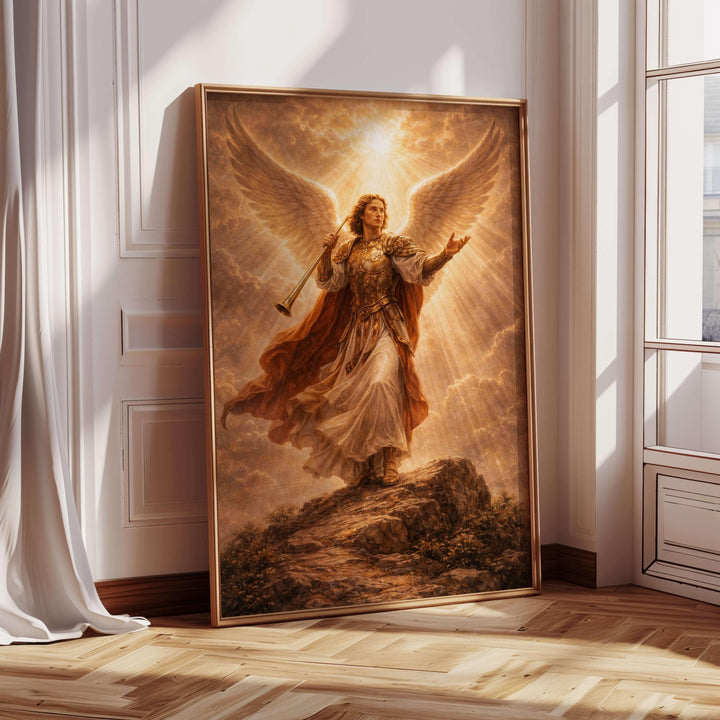 Sacred art print of Archangel Gabriel with luminous light