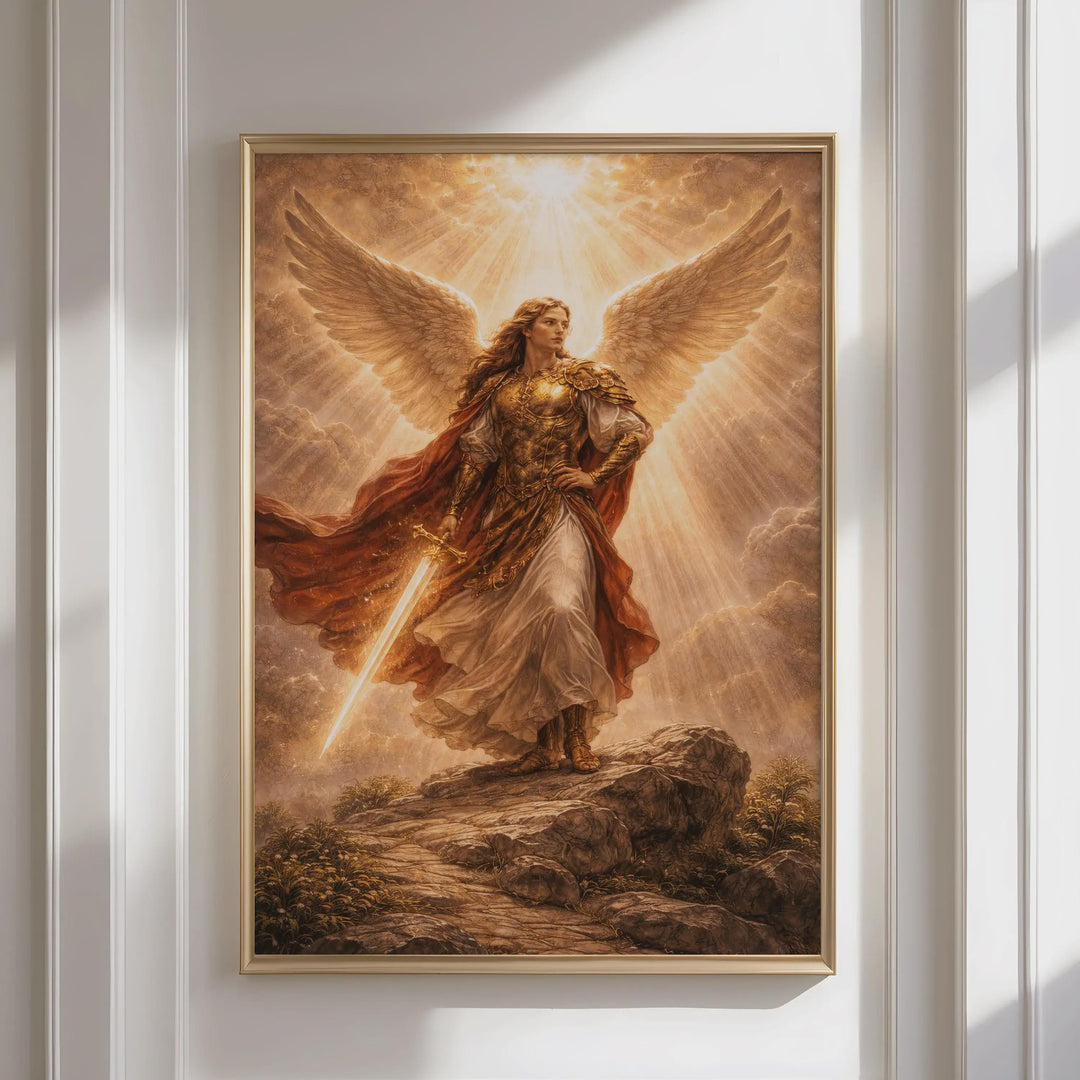 Religious wall decor poster displayed on neutral wall