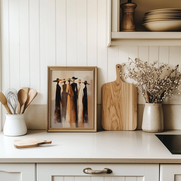 Neutral-toned African art print on premium archival paper