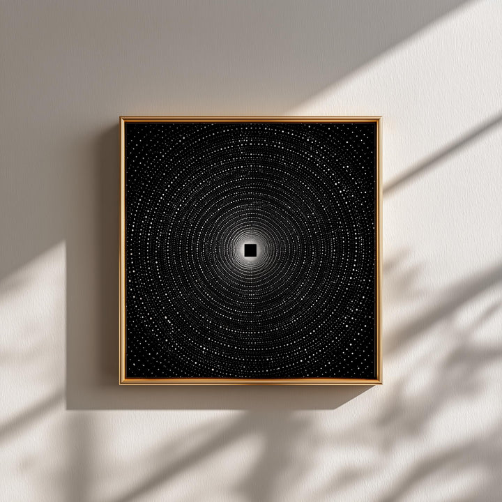 crisp monochrome lines showcasing sacred geometry in a framed wall print close up