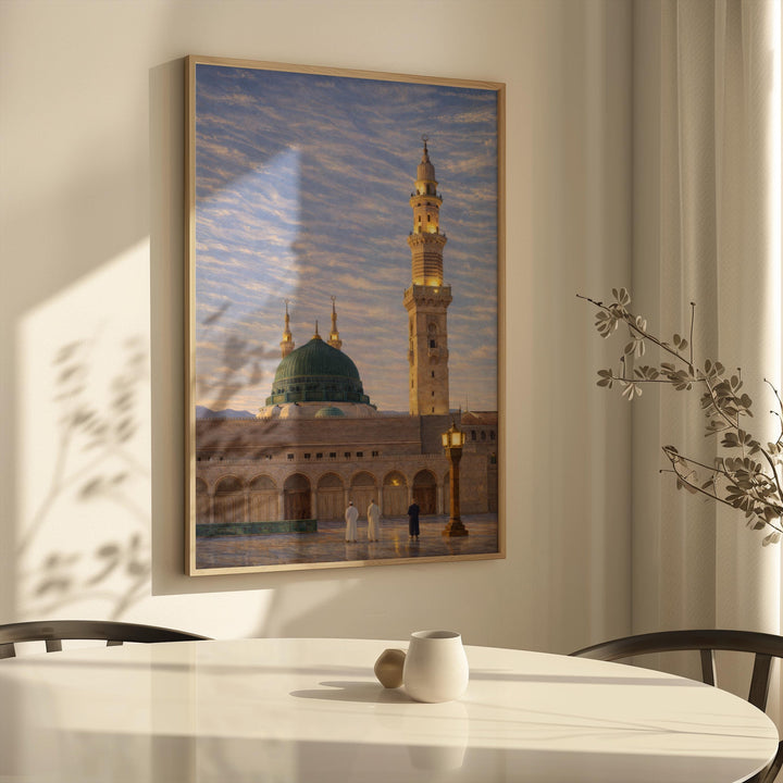 Green dome Medina Mosque artwork ideal for living room or hallway