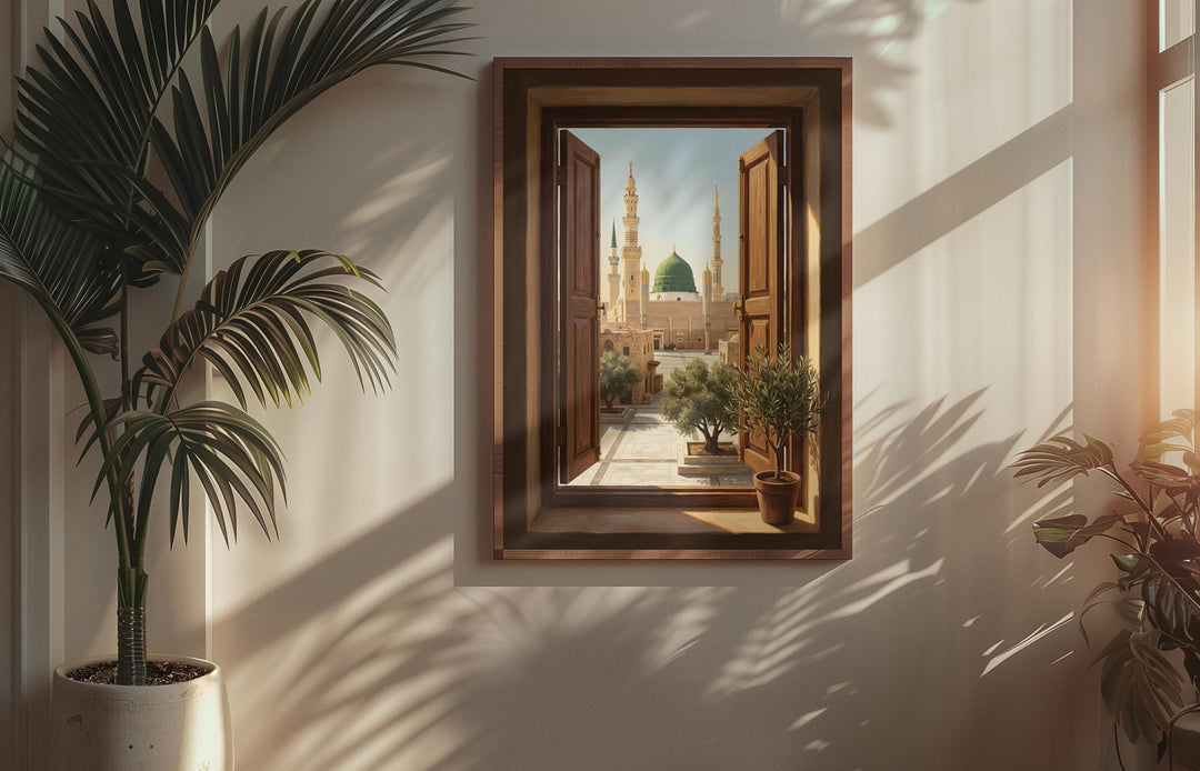 Close-up of Medina window motif in Masjid an Nabawi-inspired print