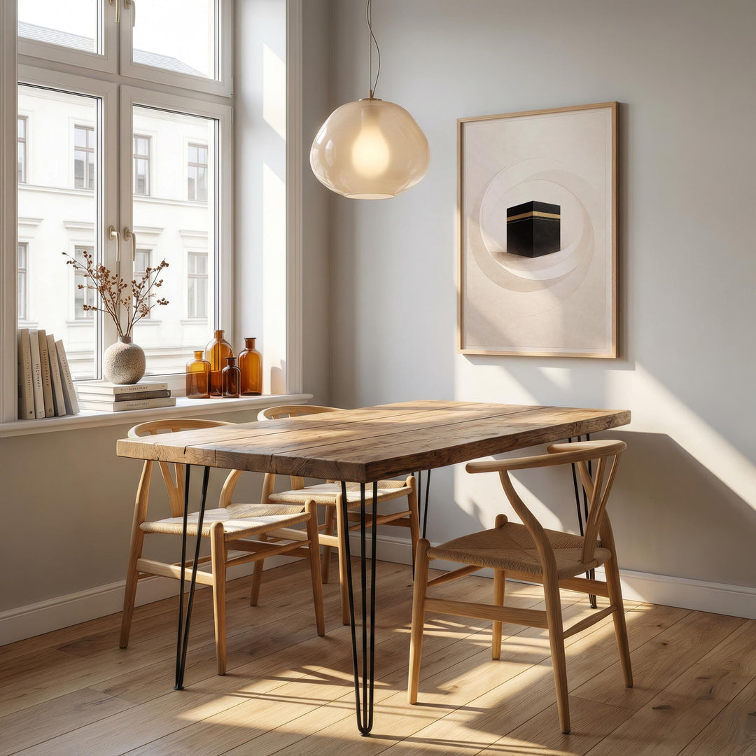 Lifestyle display of modern spiritual wall art in a neutral room