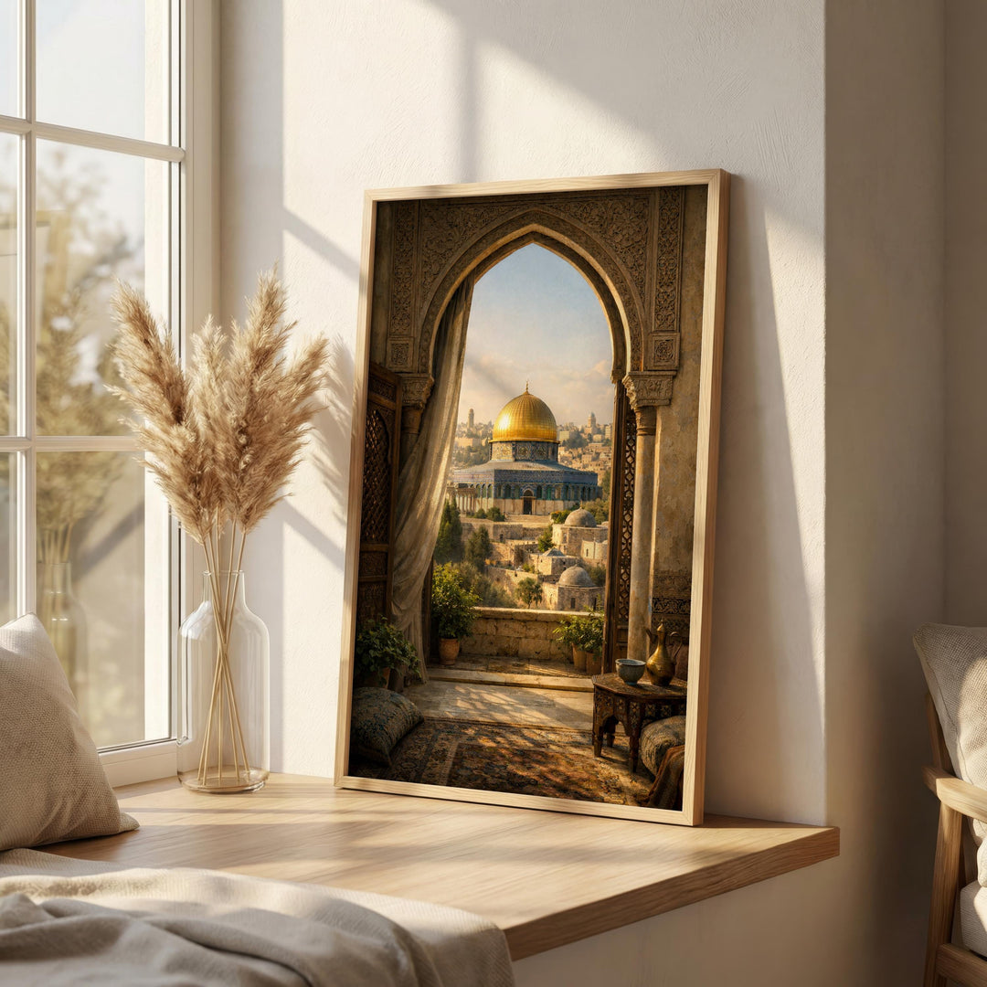 Gold dome artwork with neutral backdrop highlighting intricate detailing
