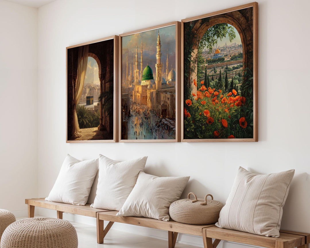 Medina abstract cityscape Islamic wall art panel