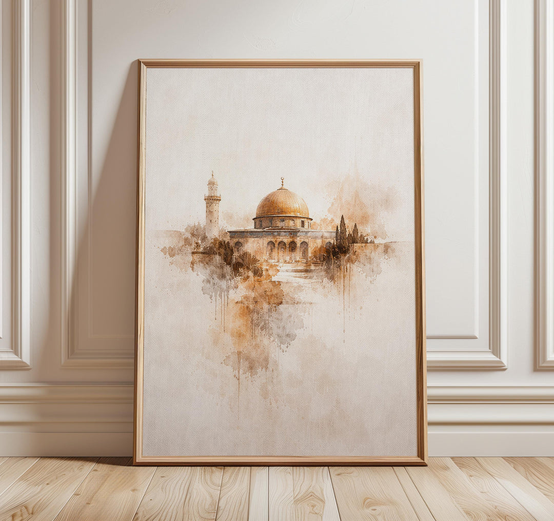 Dome of the Rock wall art in a neutral palette for modern interiors