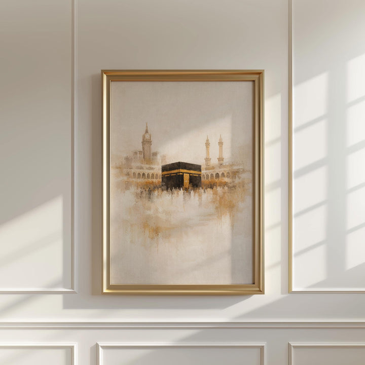neutral masjid inspired art with arches and soft gradient tones