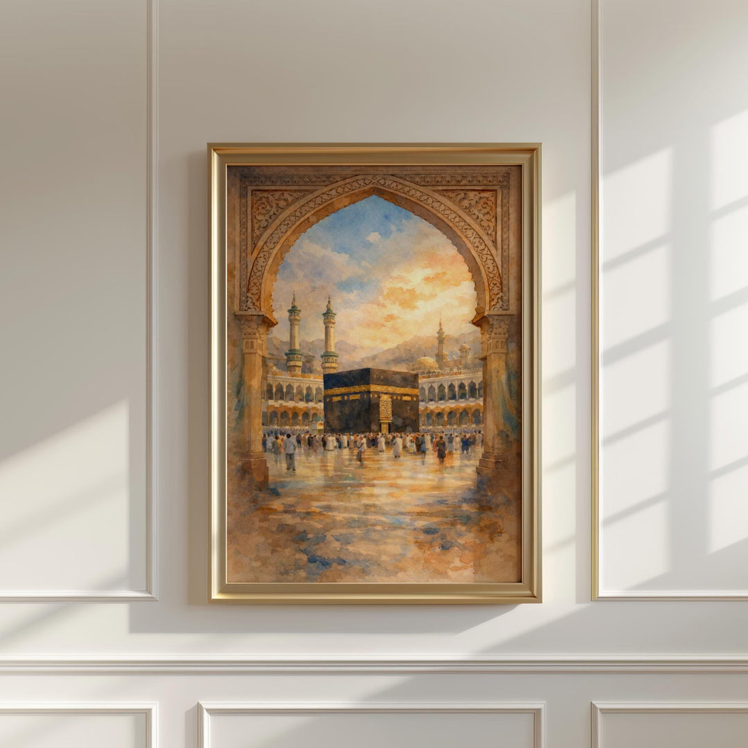 Mecca Islamic wall art detail with vibrant colors