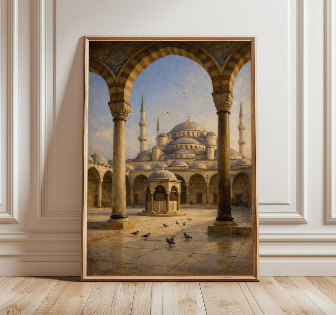 blue mosque istanbul abstract islamic art print close-up of domes and minarets