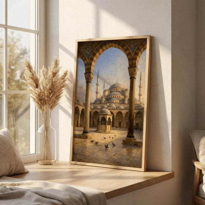 evening light over istanbul skyline islamic wall art poster
