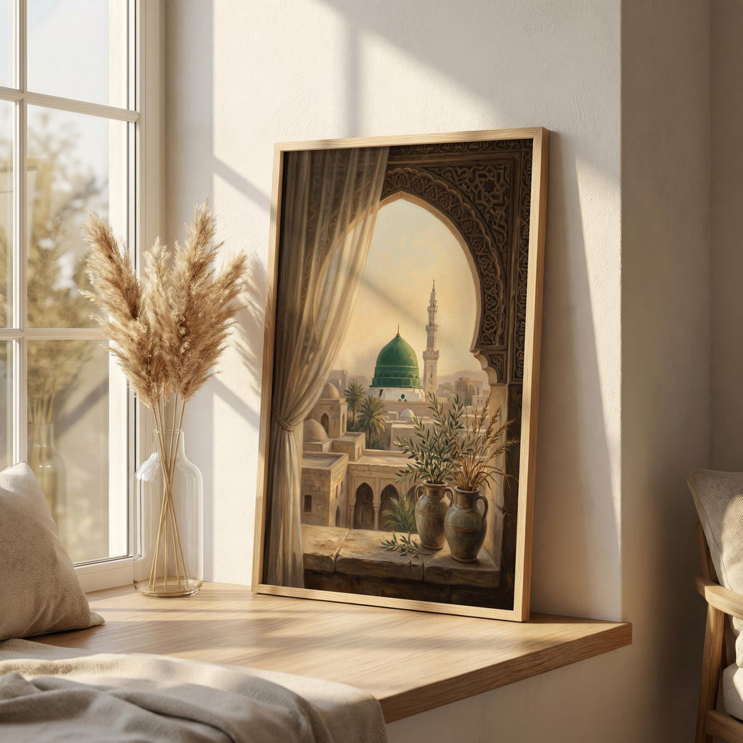 Medina green dome architectural wall art ready for framing