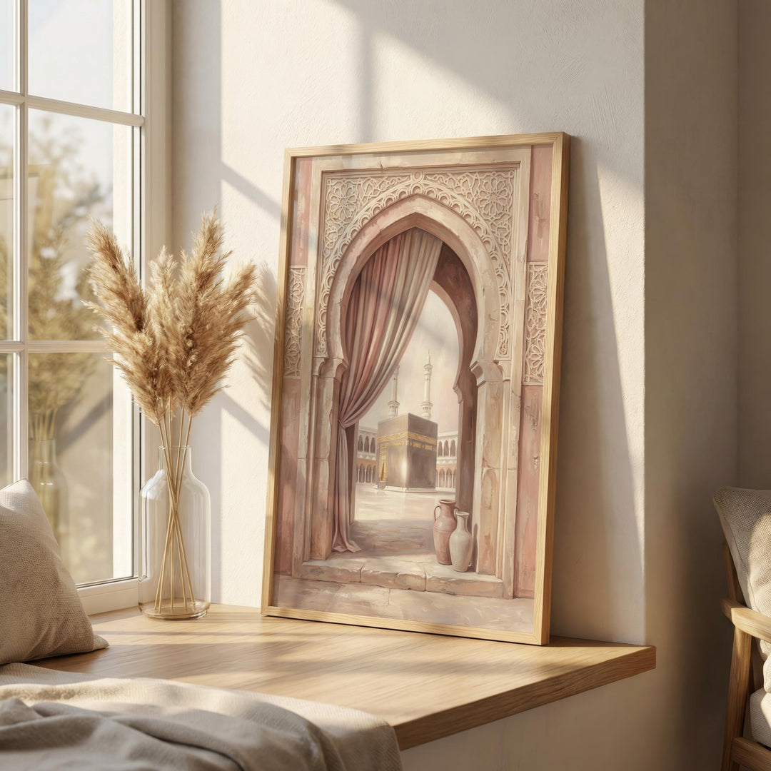 Kaaba arch print for living room wall decor in neutral palette
