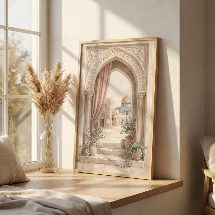 Abstract Islamic art print with warm neutral palette