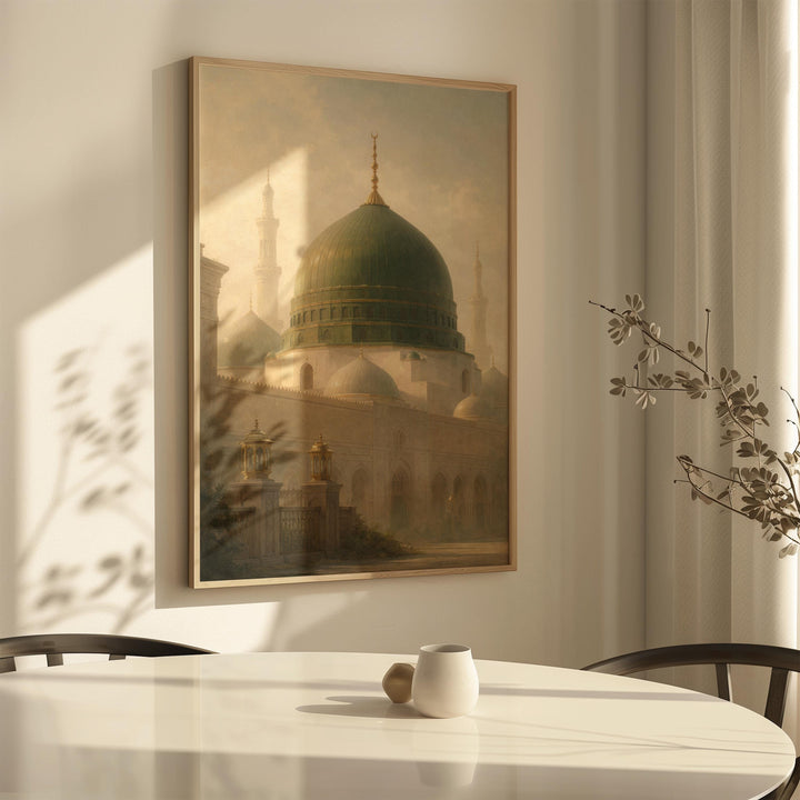 Symmetrical mosque-inspired design in muted palette