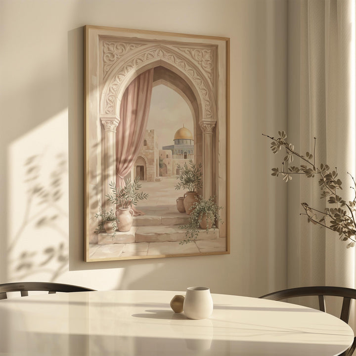 Close-up view of textured archival print for wall display