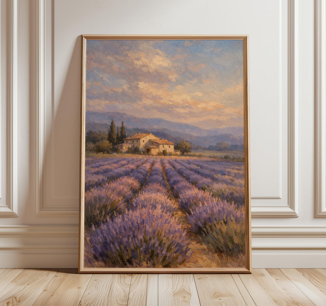 Lavender field landscape in Provence with blue sky