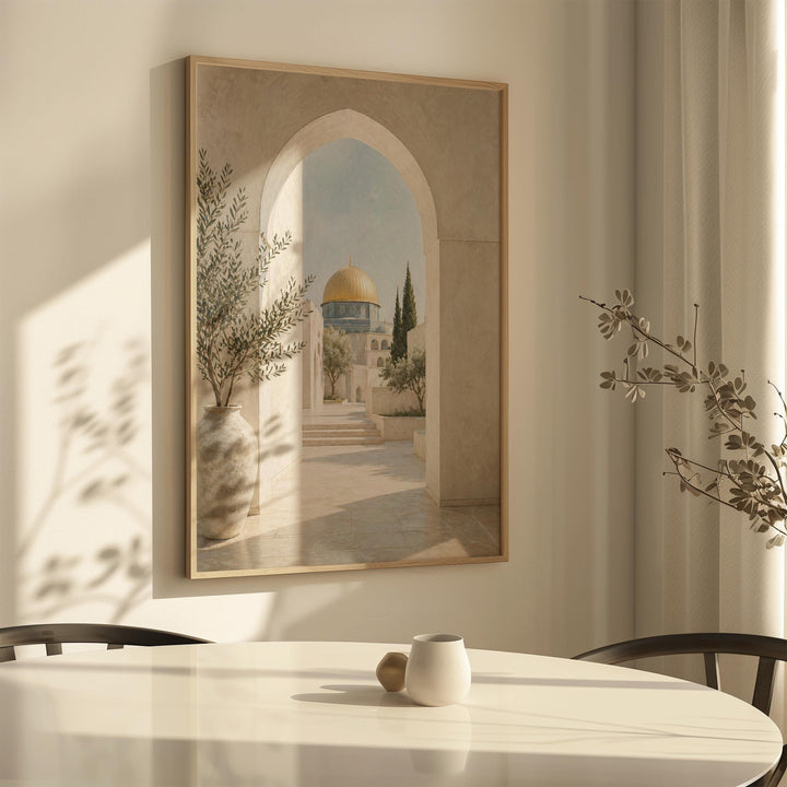 Lifestyle shot of a living room with the wall art print on wall