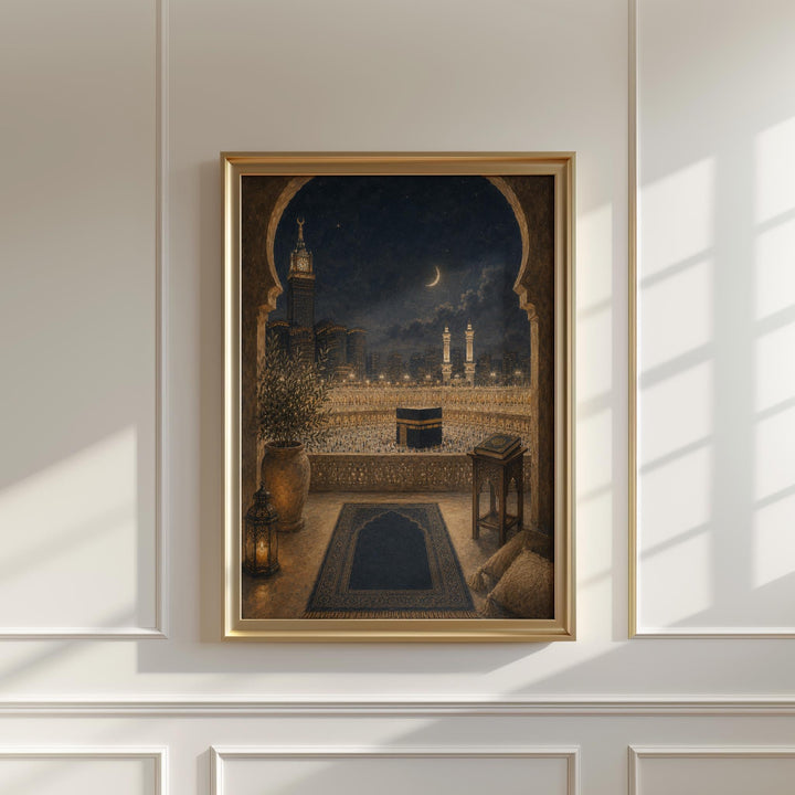 Framed wall art option shown with rich colors and texture
