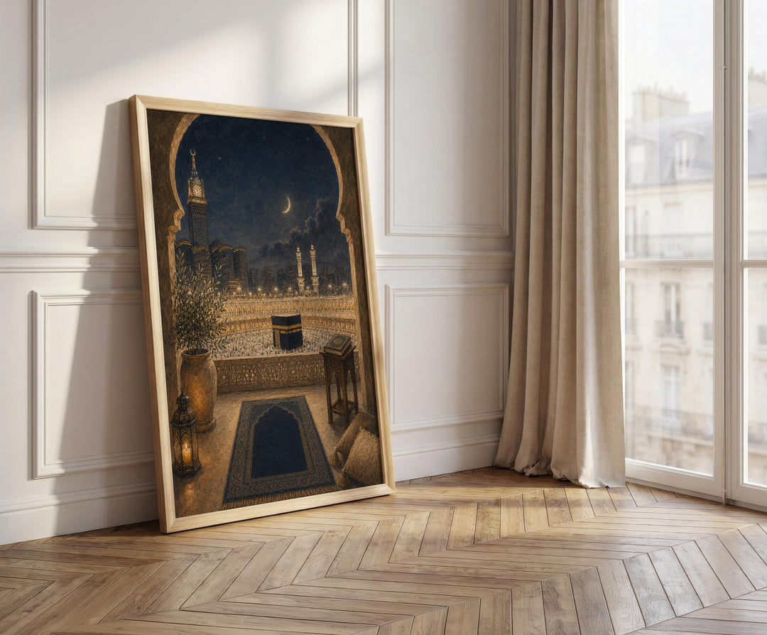 Mosque motif and geometric detail in wall art print