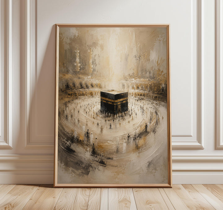 Mecca wall art Kaaba print abstract Islamic design on white background