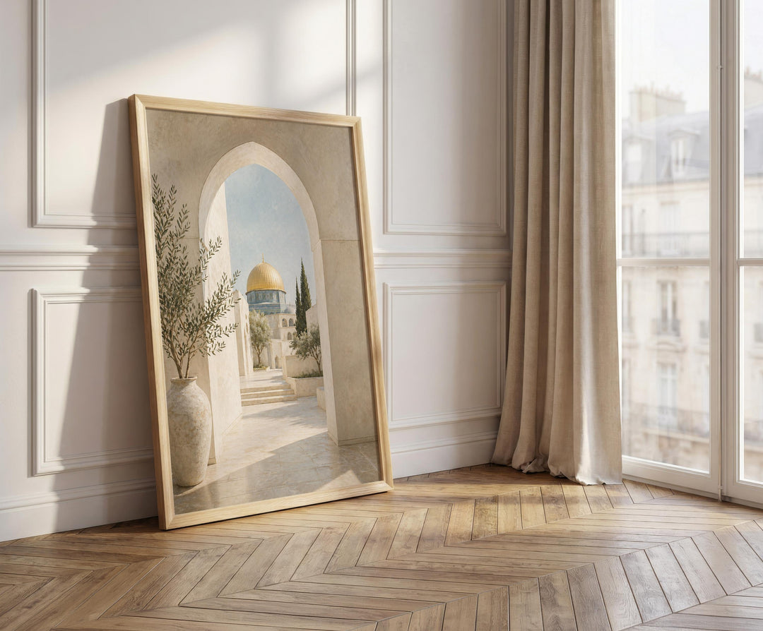 Islamic archway and mosque design in Mediterranean beige palette