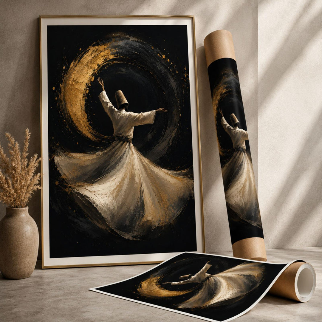 modern islamic painting with arabic calligraphy accents on neutral backdrop
