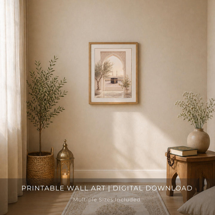 Ready-to-hang Kaaba Arch wall art in neutral hues