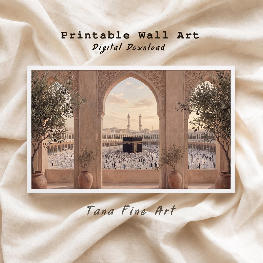 Mecca-inspired wall decor shown as a large single print, ready to frame